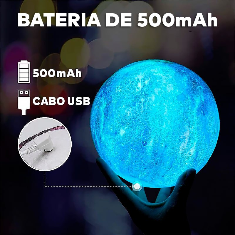 Luminária 3D de Lua Cheia Com 16 Cores - ®SmartMoon