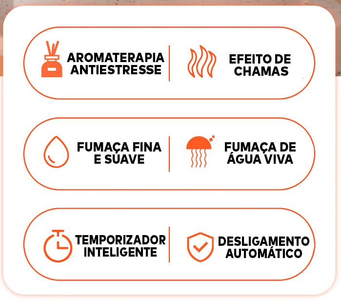 Umidificador de Ar Difusor de Aromas com Chama Vulcão ®RelaxVulcano