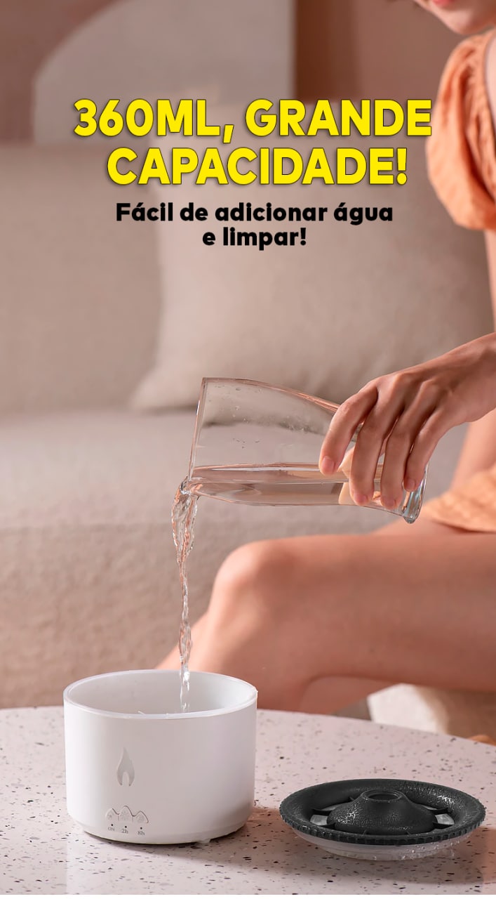 Umidificador de Ar Difusor de Aromas com Chama Vulcão ®RelaxVulcano