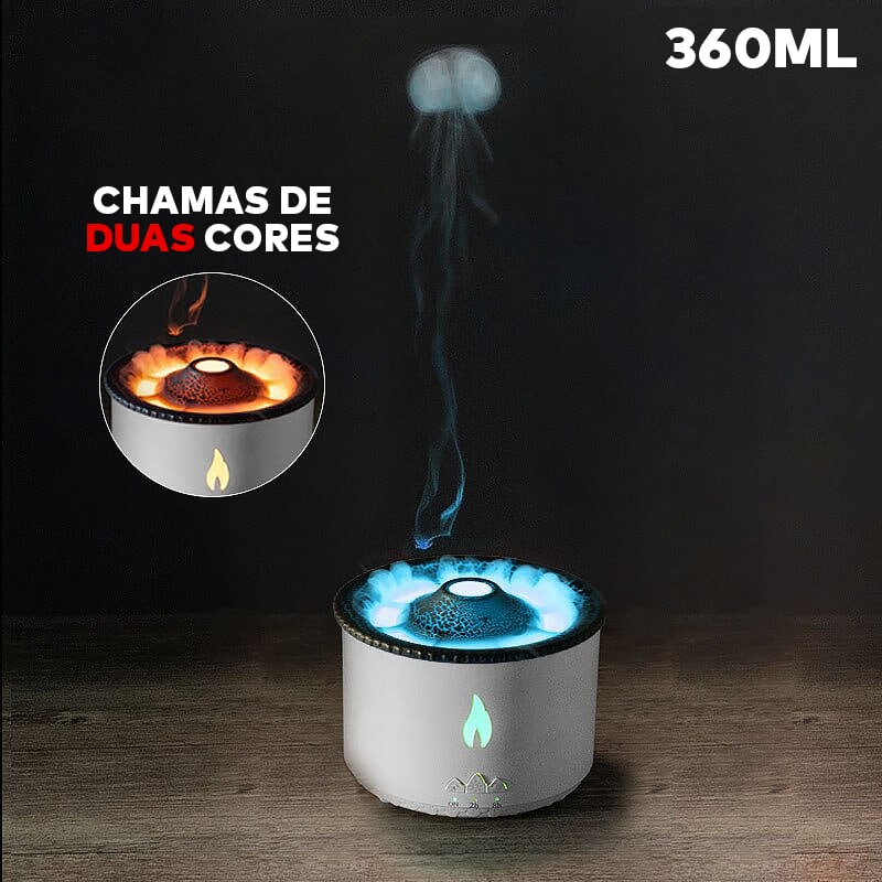 Umidificador de Ar Difusor de Aromas com Chama Vulcão ®RelaxVulcano