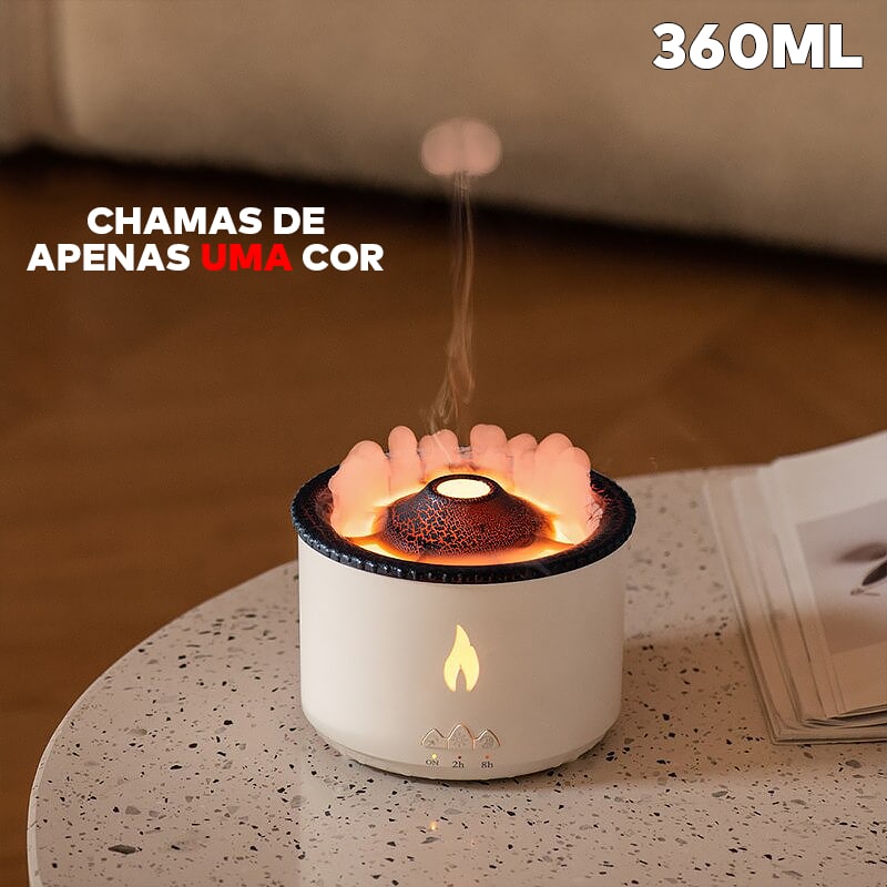 Umidificador de Ar Difusor de Aromas com Chama Vulcão ®RelaxVulcano