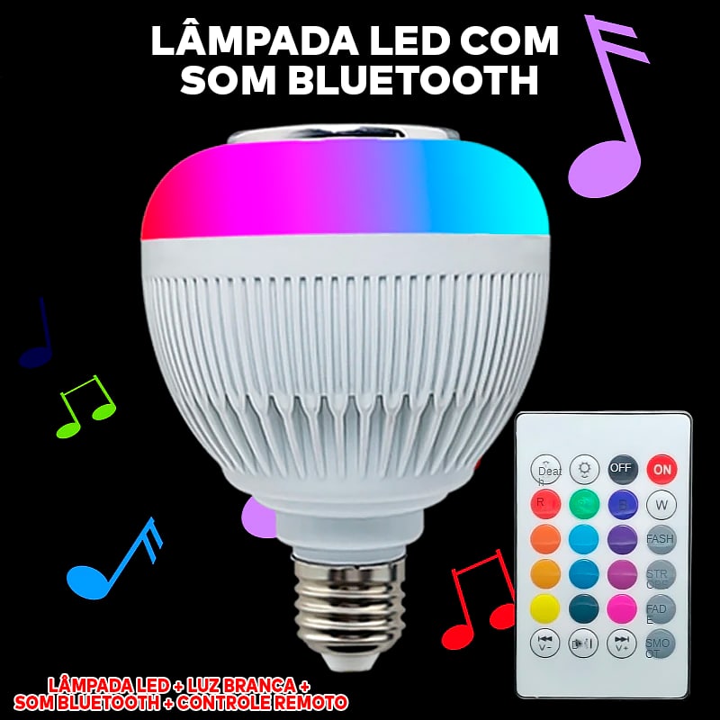 Lâmpada Led Com Som Bluetooth RGB - ®SoundLamp (VARIAS CORES)