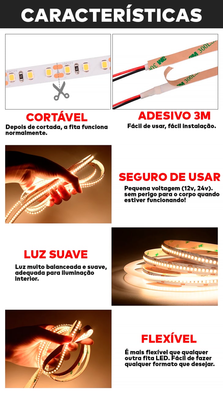 Fita Led Decorativa Adesiva Rolo de 5 METROS - ®LedMax