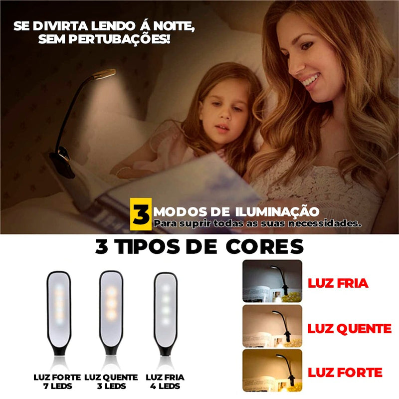 Luminária Led Para Livros Com 7 LEDS Embutidas  -  LedRead® (LANÇAMENTO 2022)