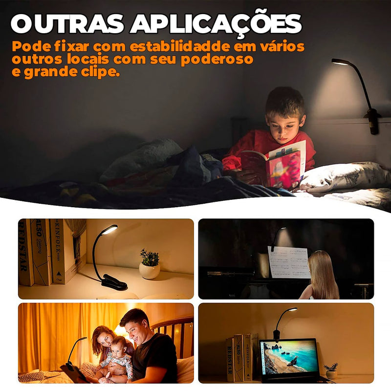 Luminária Led Para Livros Com 7 LEDS Embutidas  -  LedRead® (LANÇAMENTO 2022)