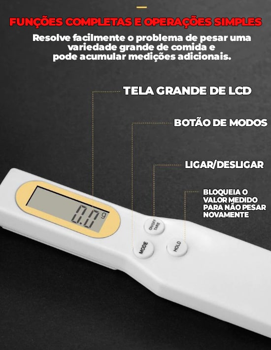 Colher Medidora com Balança Digital - Medição Precisa