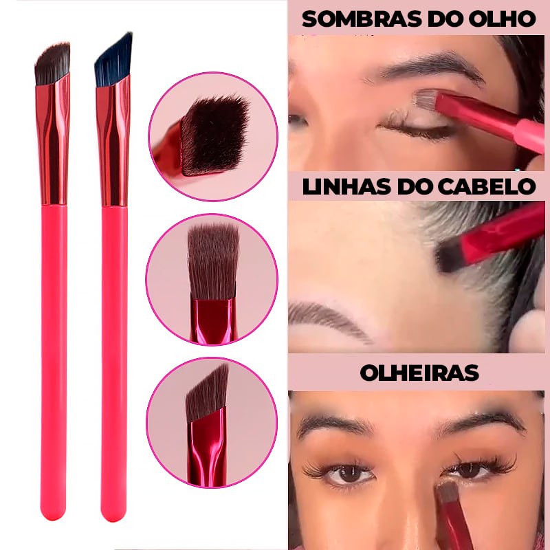Kit Escova Pincel Angular Para Sobrancelhas + 2 Brindes - ®EyesBeauty