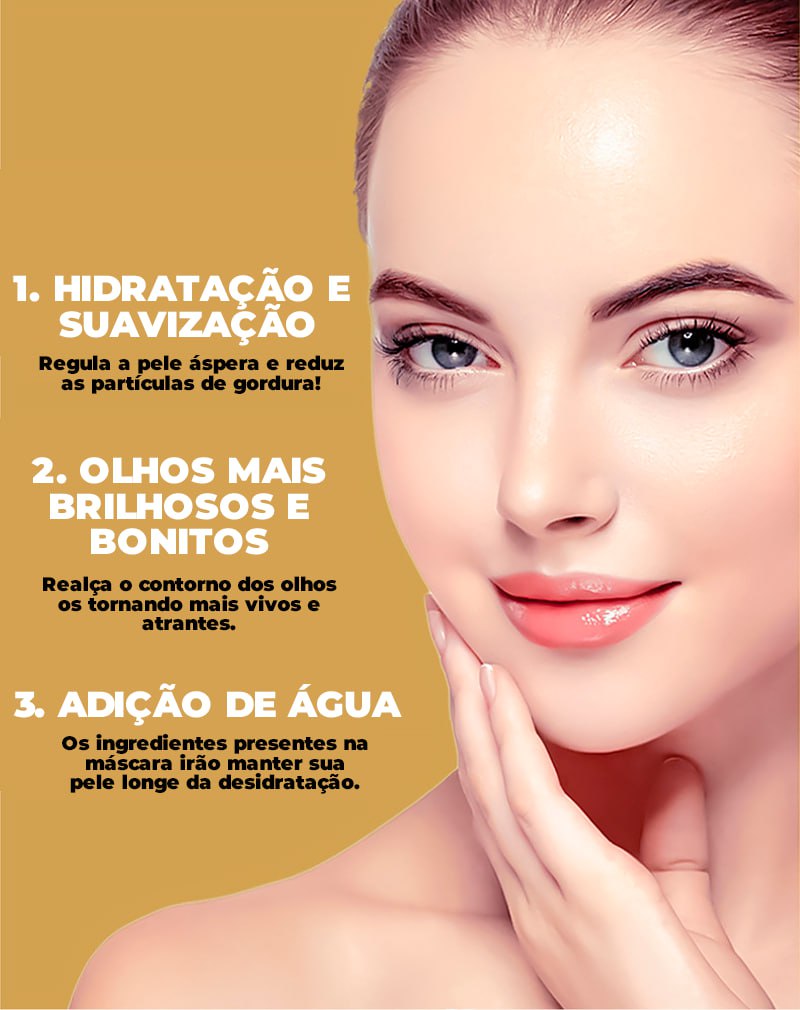 Mascara de Colágeno Anti Olheira Inchaço e Rugas - 24KGold (PELE 100% MAIS JOVEM)