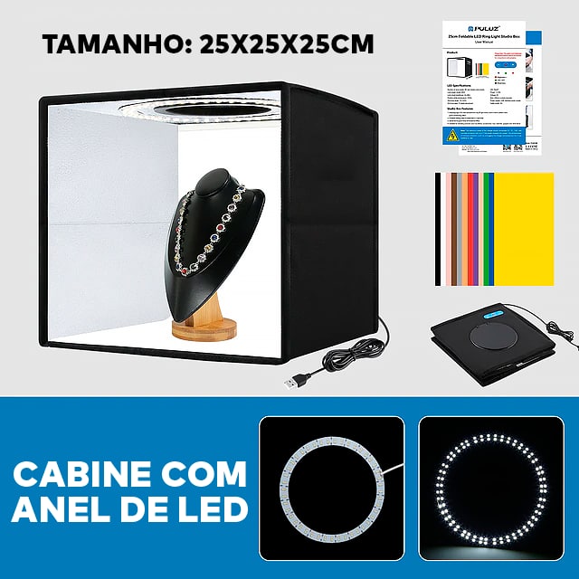 Mini Estúdio Fotográfico Portátil com LED - LightBox®
